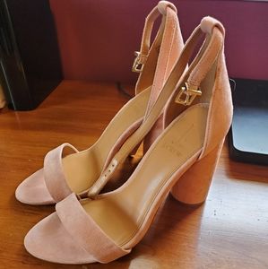 J. Crew Factory ankle strap suede heels